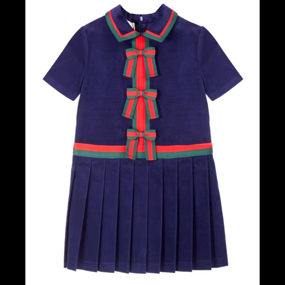 Gucci Girls Corduroy Ribbon Dress